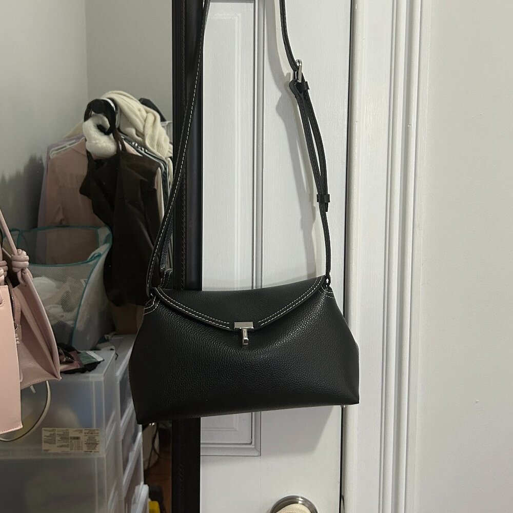 Toteme T Lock Clutch in Black with Silver Hardware